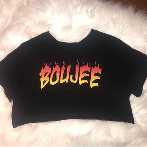 NWOT Fashion Nova Graphic Crop Top Tee ‘BOUJEE’